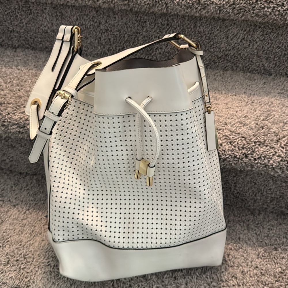 Elegant White Perforated Tote Bag